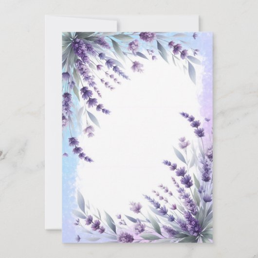 Lavendel En Blauwe Elegante Bloemige Waterverf Kaart (Achterkant)