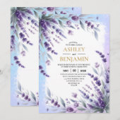 Lavendel En Blauwe Elegante Bloemige Waterverf Kaart (Voorkant / Achterkant)