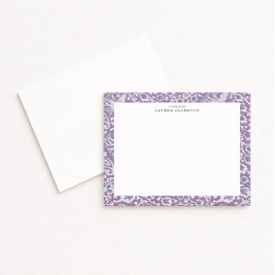 Lavendel en blauwe hand-block geïnspireerde bloeme kaart