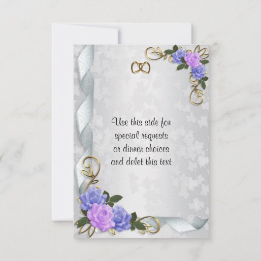 Lavendel en Blauwe rozen Uitnodiging antwoordkaart (Achterkant)