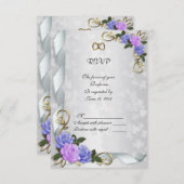 Lavendel en Blauwe rozen Uitnodiging antwoordkaart (Voorkant / Achterkant)