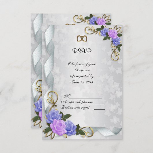 Lavendel en Blauwe rozen Uitnodiging antwoordkaart (Voorkant / Achterkant)
