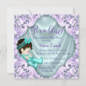 Lavendel en Blauwgroen Baby shower Kaart (Voorkant)