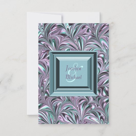 Lavendel en Blauwgroen Blue Wedding RSVP (Voorkant)