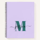 Lavendel en Blauwgroen gepersonaliseerd Monogram N Notitieboek (Voorkant)