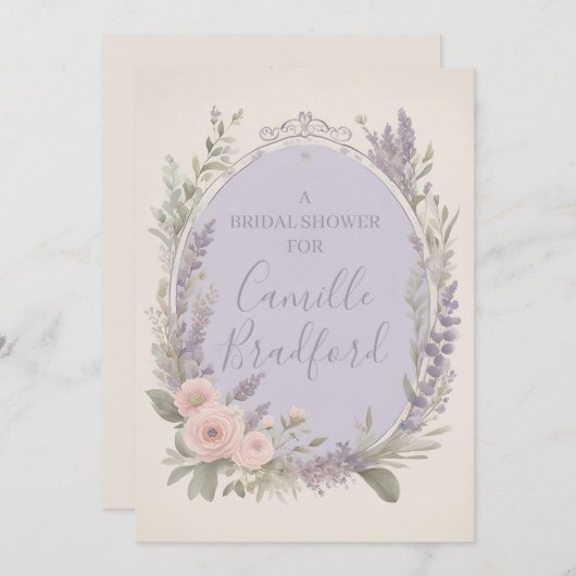 Lavendel en Blush Bloemen Uitnodigingen (Voorkant / Achterkant)