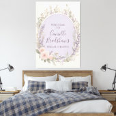 Lavendel en Blush Bloemen Welkomstbord Canvas Afdruk (Insitu (Slaapkamer))