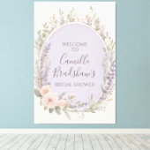 Lavendel en Blush Bloemen Welkomstbord Canvas Afdruk (Insitu (Houten vloer))