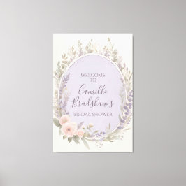 Lavendel en Blush Bloemen Welkomstbord Canvas Afdruk