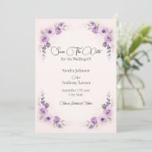 Lavendel en Blush Roos Bewaar de datum Save The Date (Staand voorkant)