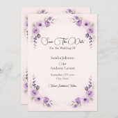 Lavendel en Blush Roos Bewaar de datum Save The Date (Voorkant / Achterkant)