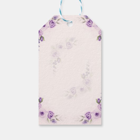 Lavendel en Blush Roos bruiloft Cadeaulabel (Achterkant)