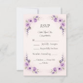 Lavendel en Blush Roos bruiloft RSVP Kaart (Voorkant)
