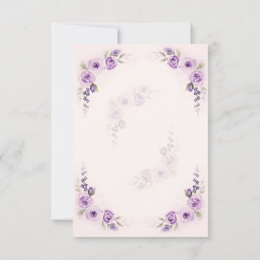 Lavendel en Blush Roos bruiloft RSVP Kaart (Achterkant)