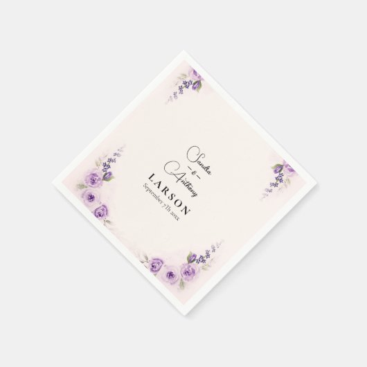 Lavendel en Blush Roos bruiloft servetten (Hoek)