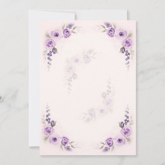 Lavendel en Blush Roos huwelijksuitnodiging Kaart (Achterkant)