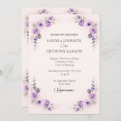 Lavendel en Blush Roos huwelijksuitnodiging Kaart (Voorkant / Achterkant)