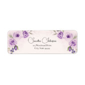 Lavendel en Blush Roos Trouwlabel Etiket (Voorkant)