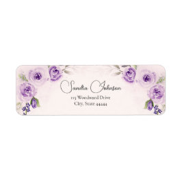 Lavendel en Blush Roos Trouwlabel Etiket