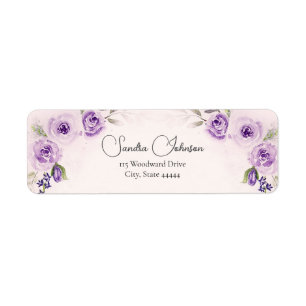 Lavendel en Blush Roos Trouwlabel Etiket