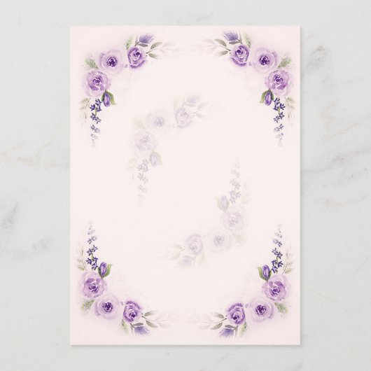 Lavendel en Blush Roos Wedding Menu (Achterkant)