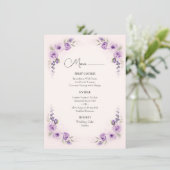 Lavendel en Blush Roos Wedding Menu (Staand voorkant)