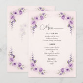 Lavendel en Blush Roos Wedding Menu (Voorkant / Achterkant)