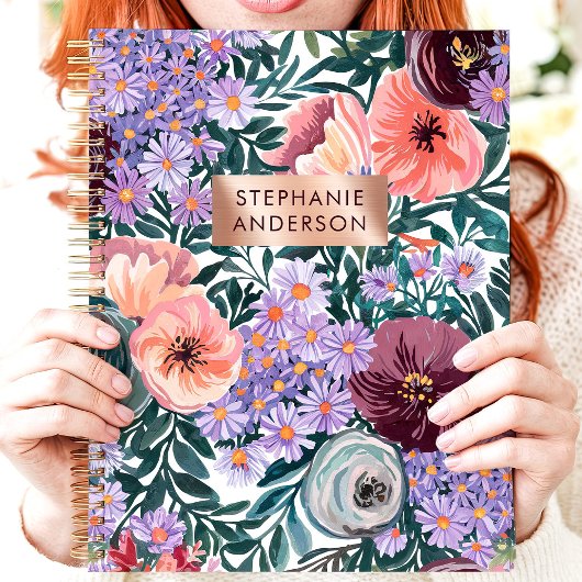Lavendel En Blush Wilde Bloem Aangepaste Naam Planner