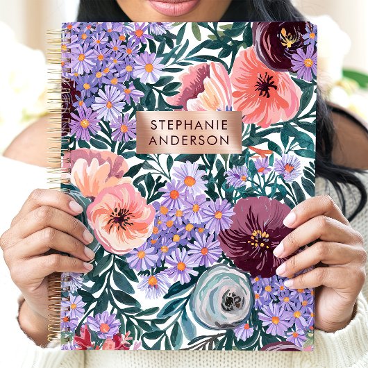 Lavendel en Blush Wildflower Aangepaste naam Planner