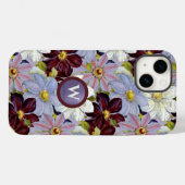Lavendel en Bourgondische Waterverf Clematis Case-Mate iPhone Case (Achterkant (horizontaal))