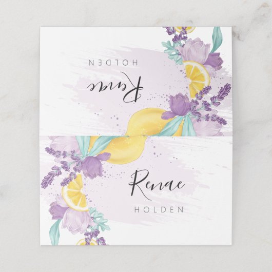 Lavendel en citroen plaatskaart, vers voedsel labe plaatskaartje (Buitenkant ongevouwen)