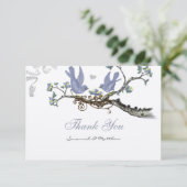 Lavendel en citroengeel  Vogelbruiloft Bedankkaart (Staand voorkant)