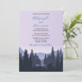 Lavendel en Dusty Blue Mountain bruiloft Kaart (Staand voorkant)