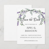 Lavendel en Eucalyptus bruiloft Save The Date (Voorkant / Achterkant)