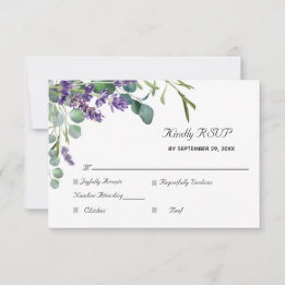 Lavendel en Eucalyptus Elegante Trouw RSVP Kaartje