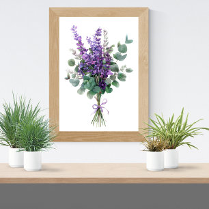 Lavendel en Eucalyptus Groene Bloemige Botanische  Poster