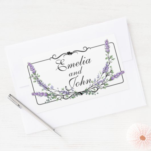 Lavendel en Eucalyptus Rechthoekige Sticker (Envelop)