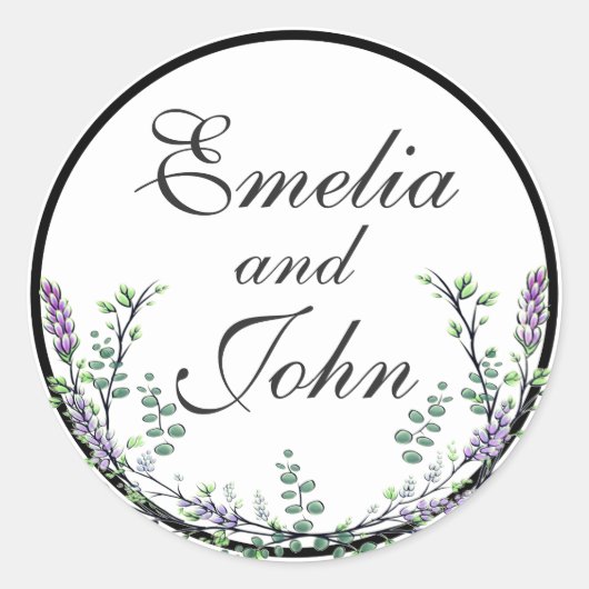 Lavendel en Eucalyptus Ronde Sticker (Voorkant)