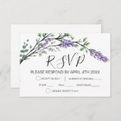 Lavendel en Eucalyptus RSVP Kaart (Voorkant / Achterkant)