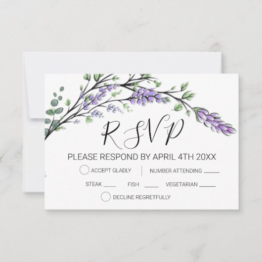Lavendel- en Eucalyptus-RSVP-kaart RSVP Kaartje (Voorkant)