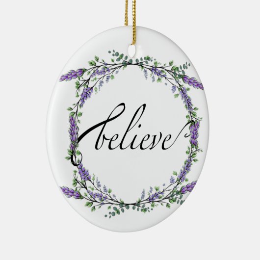 Lavendel en Eucalyptus waterverf bloemengeloof Keramisch Ornament (Rechts)