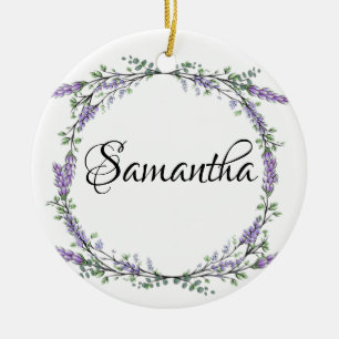 Lavendel en Eucalyptus waterverf bloemmotief Keramisch Ornament