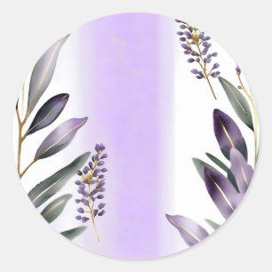 Lavendel en eucalyptus Waterverf Ronde Sticker