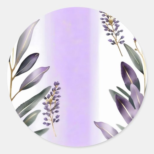 Lavendel en eucalyptus Waterverf Ronde Sticker (Voorkant)