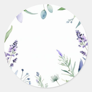Lavendel en eucalyptus Waterverf Ronde Sticker