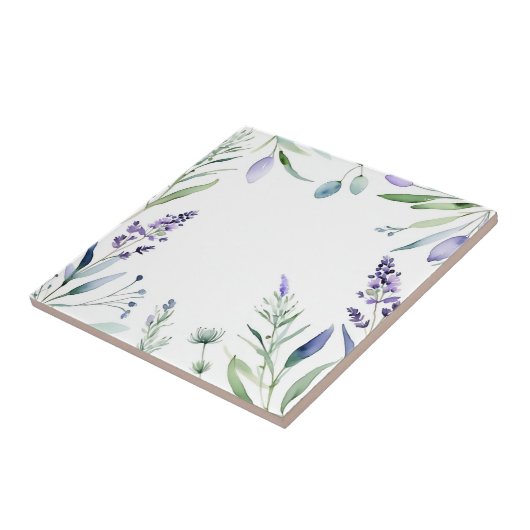 Lavendel en eucalyptus Waterverf Tegeltje (Zijkant)