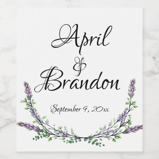 Lavendel en Eucalyptus Wijn Etiket (Enkel label)