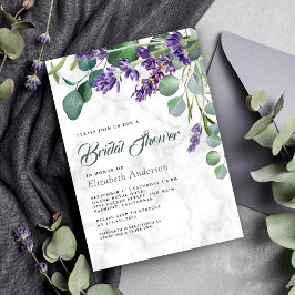 Lavendel en Eucalyptus Witte Marmeren Bruiloftsbor Kaart