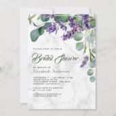 Lavendel en Eucalyptus Witte Marmeren Bruiloftsbor Kaart (Voorkant)
