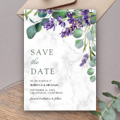 Lavendel en Eucalyptus Witte Marmeren Huwelijk Save The Date